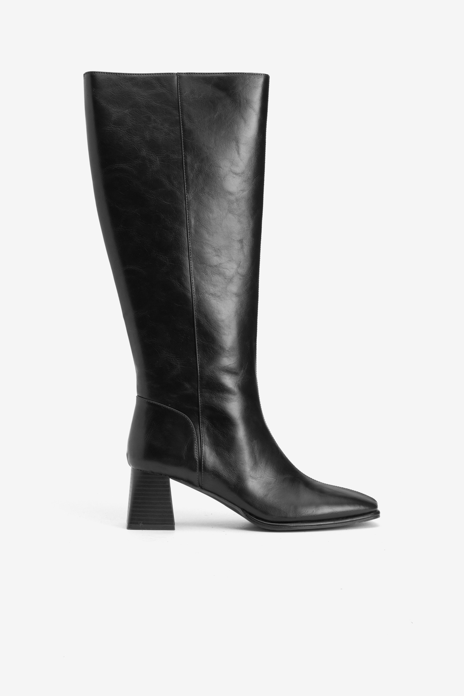 Chunky Black Knee-High Boots
