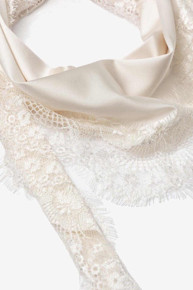 Off-White Satin Lace Scarf Off-White Satin Lace Scarf
