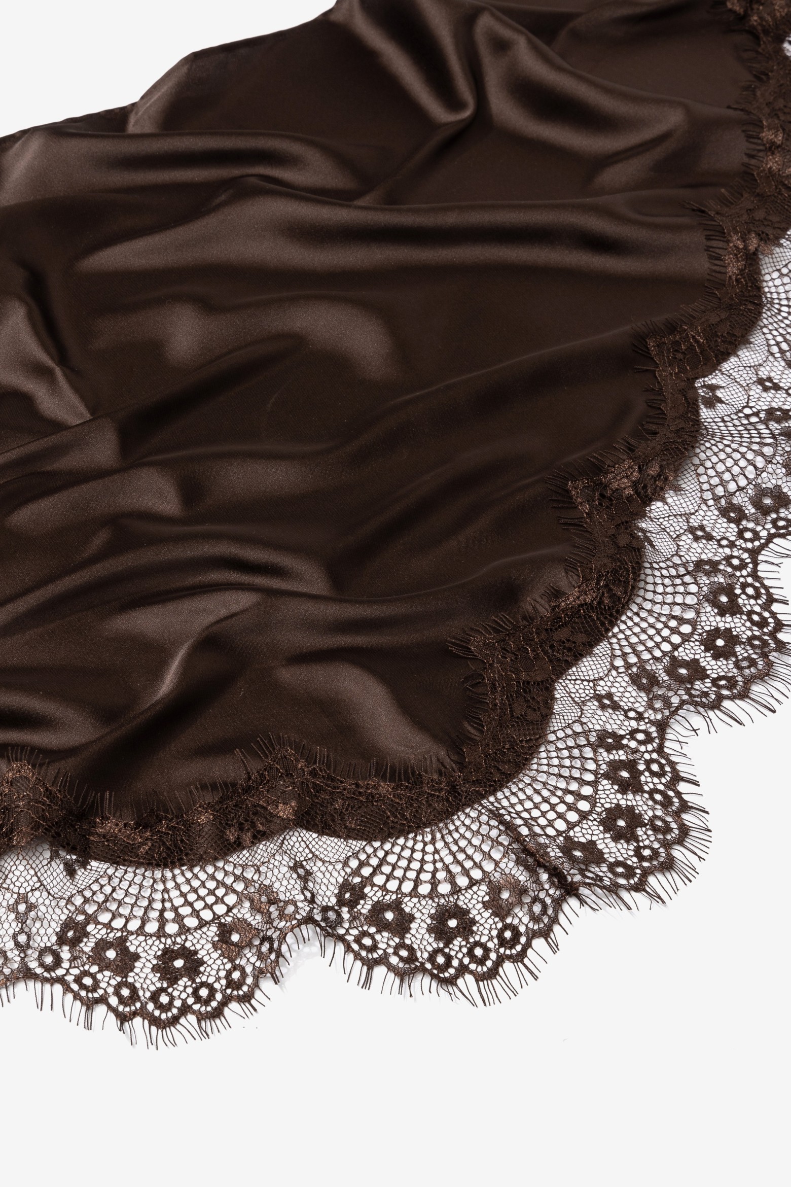 Chocolate Satin Lace Scarf