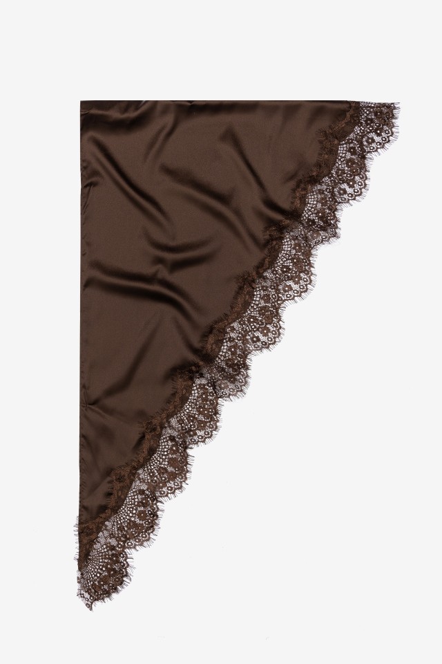 Chocolate Satin Lace Scarf Chocolate Satin Lace Scarf