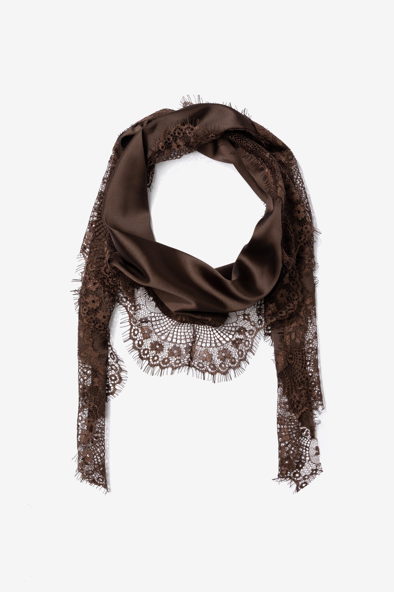 Chocolate Satin Lace Scarf