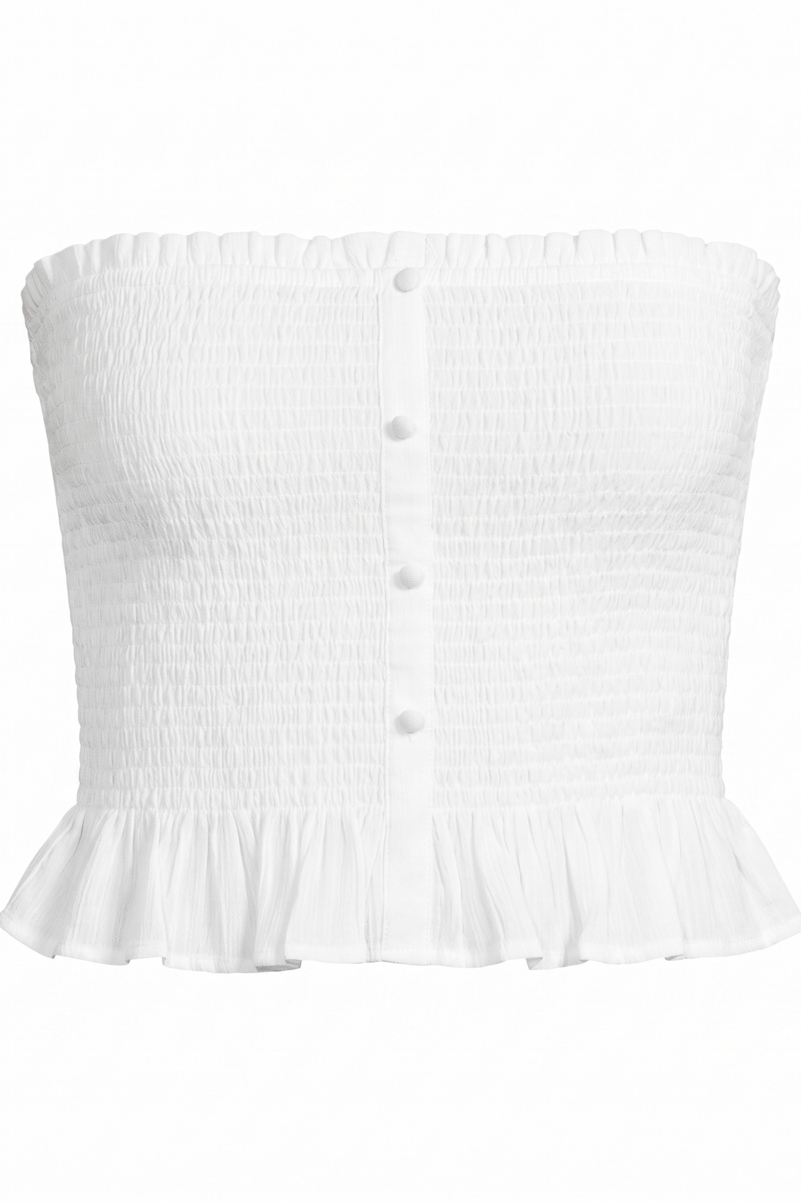 White Strapless Buttoned Top
