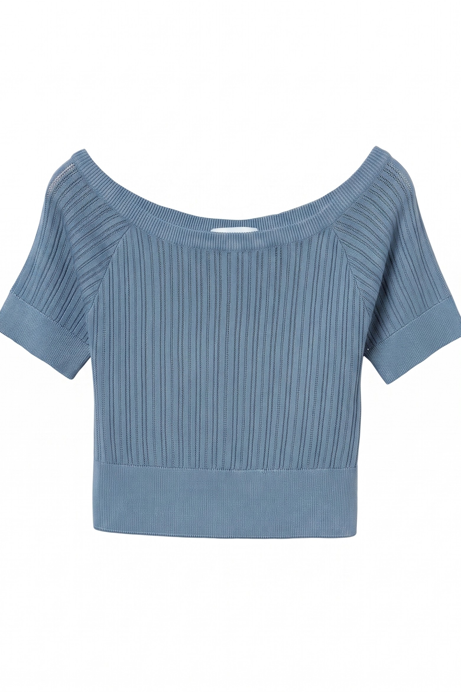 Camisola azul decote barco