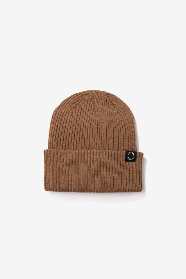 Brown Ribbed Beanie
