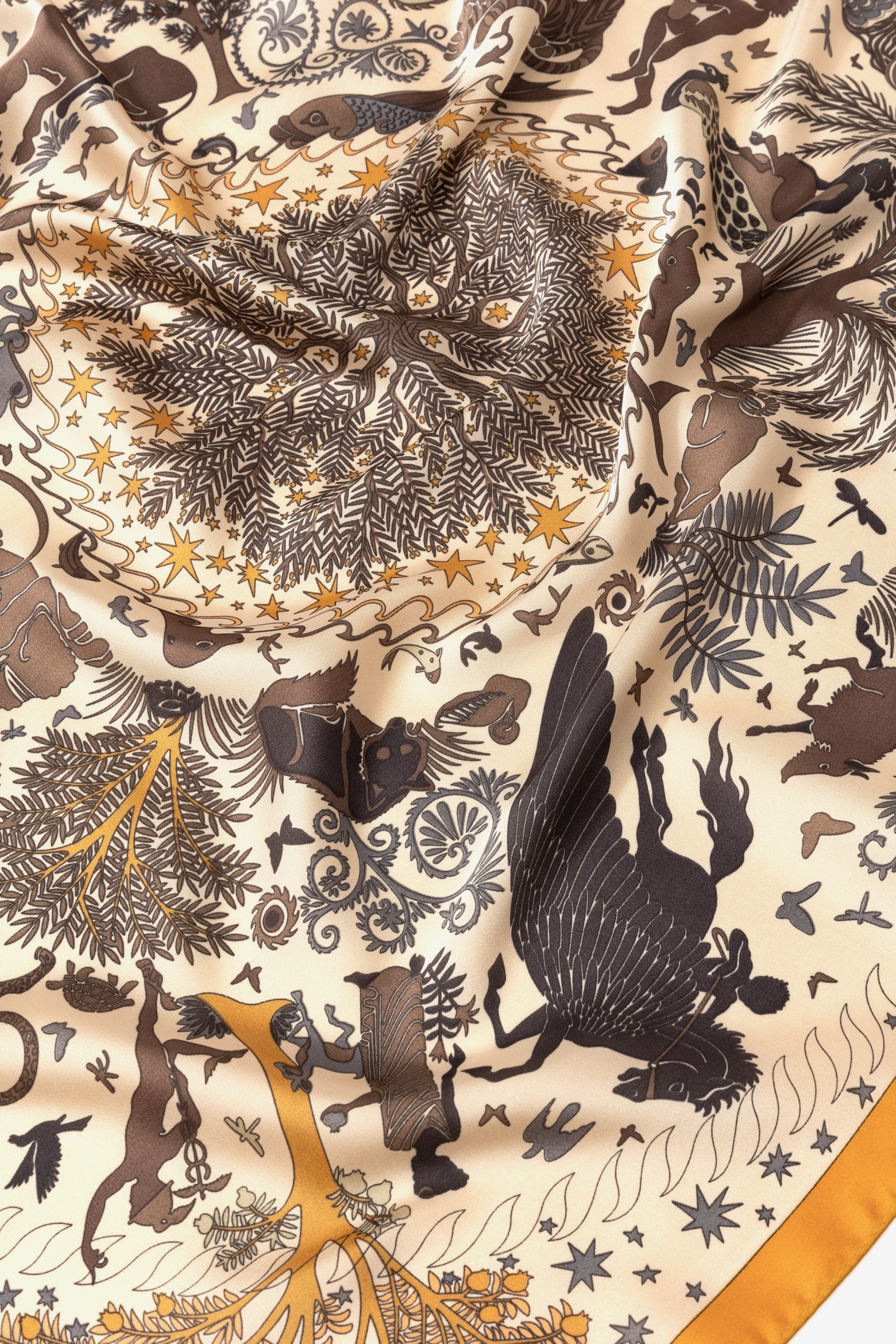 Brown Square Pattern Scarf