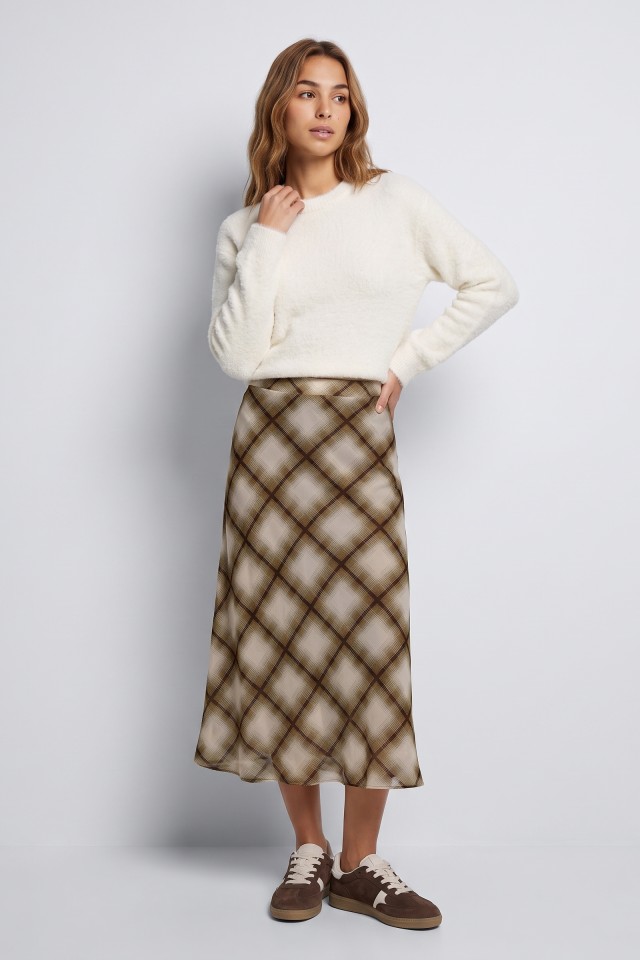 Falda midi geom�trica verde