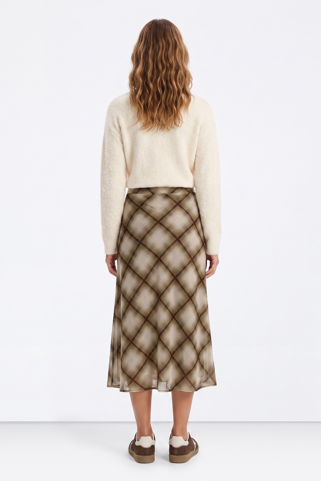 Falda midi geom�trica verde