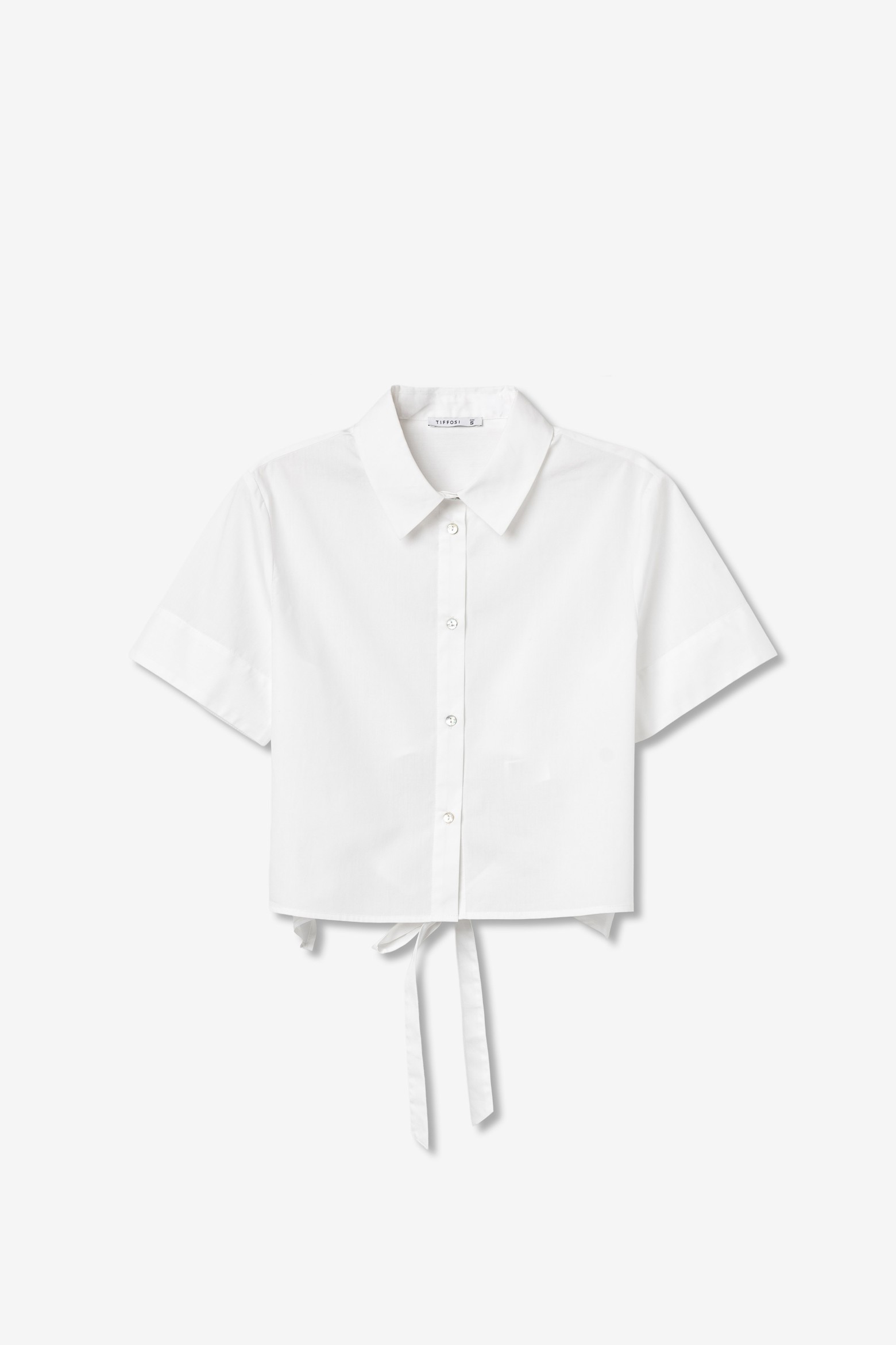 White Cropped Short Sleeve Shirt
