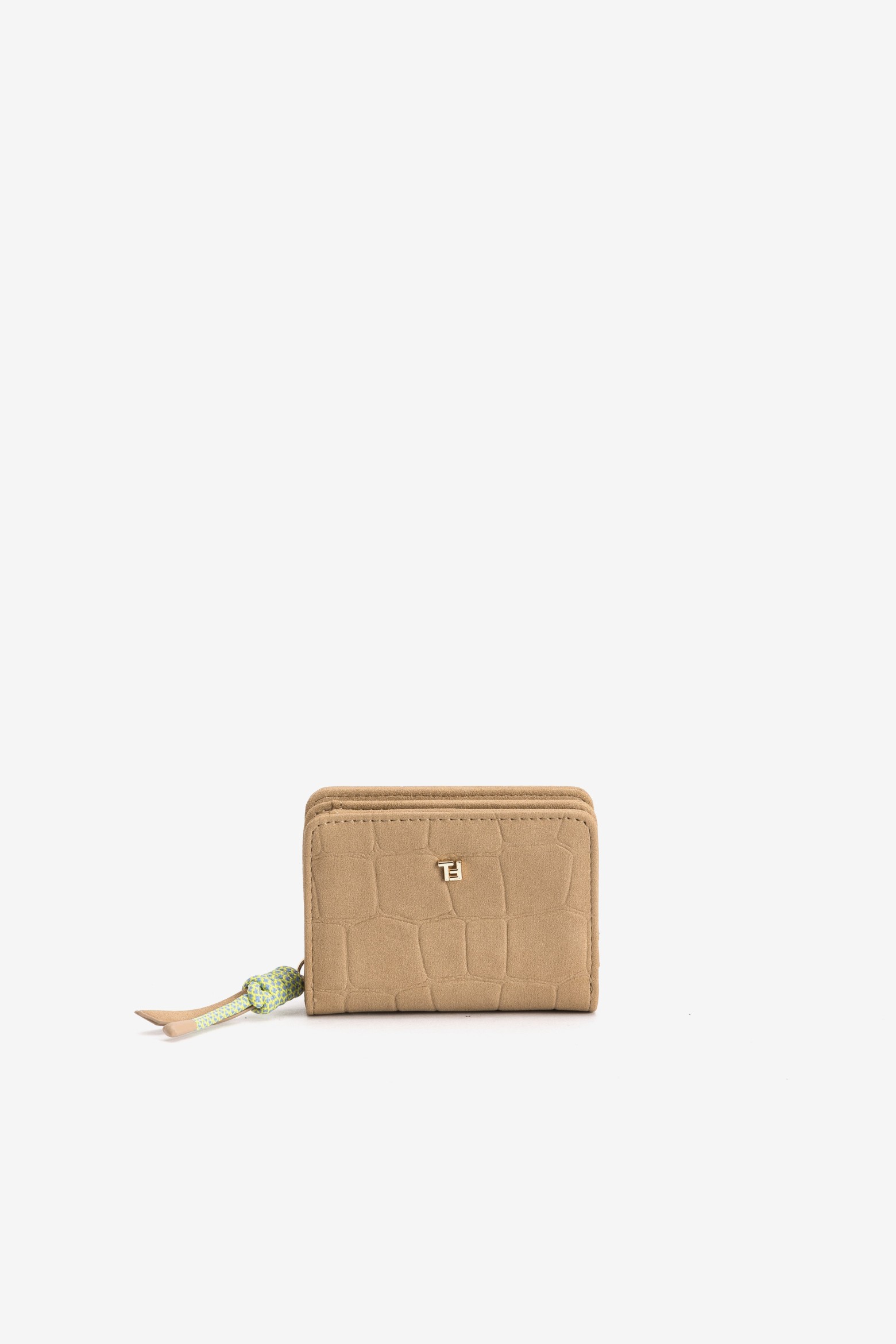 Brown Croc-Textured Coin Purse
