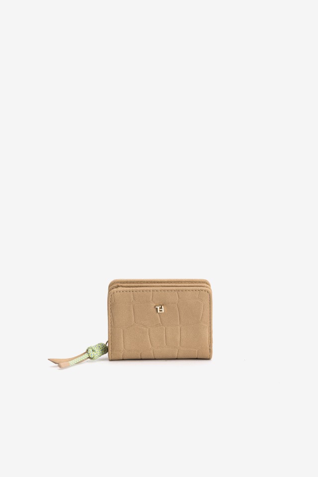 Brown Croc-Textured Coin Purse