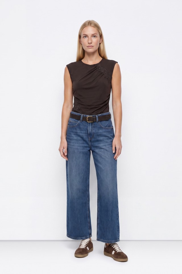 Wide Leg Dark Blue Jeans