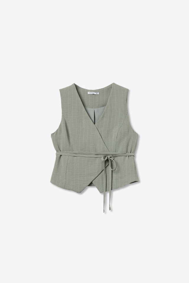 Ribbed Green Sleeveless Top