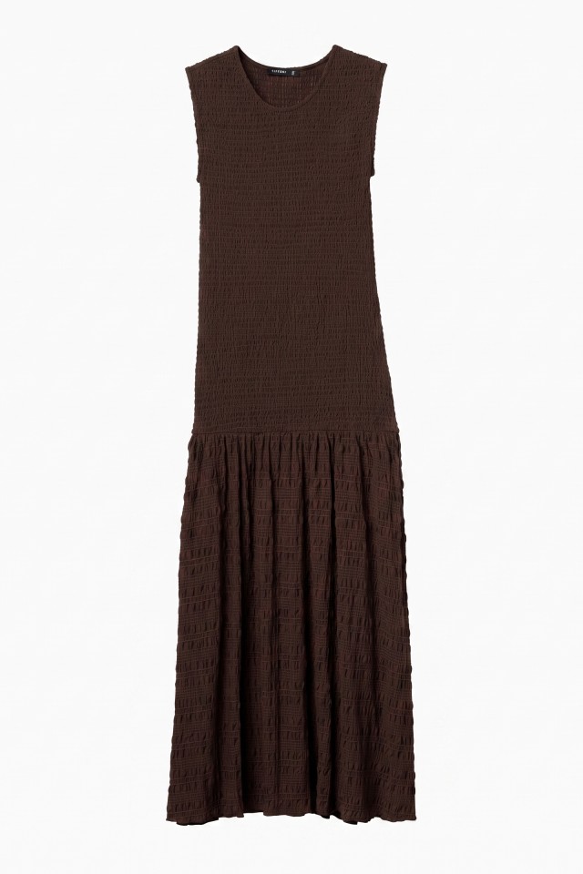 Vestido largo chocolate sin mangas Vestido largo chocolate sin mangas