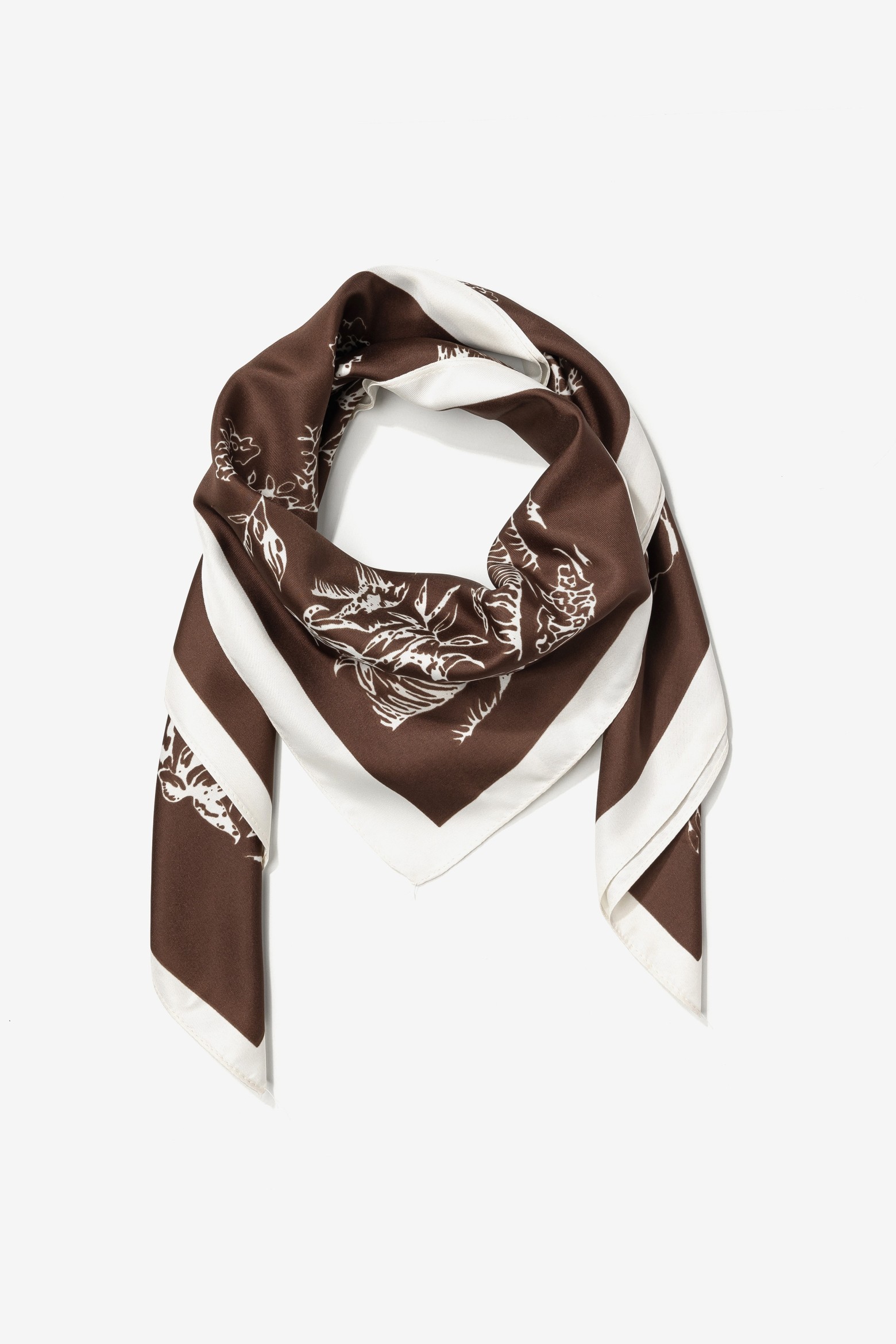 Chocolate Floral Square Scarf