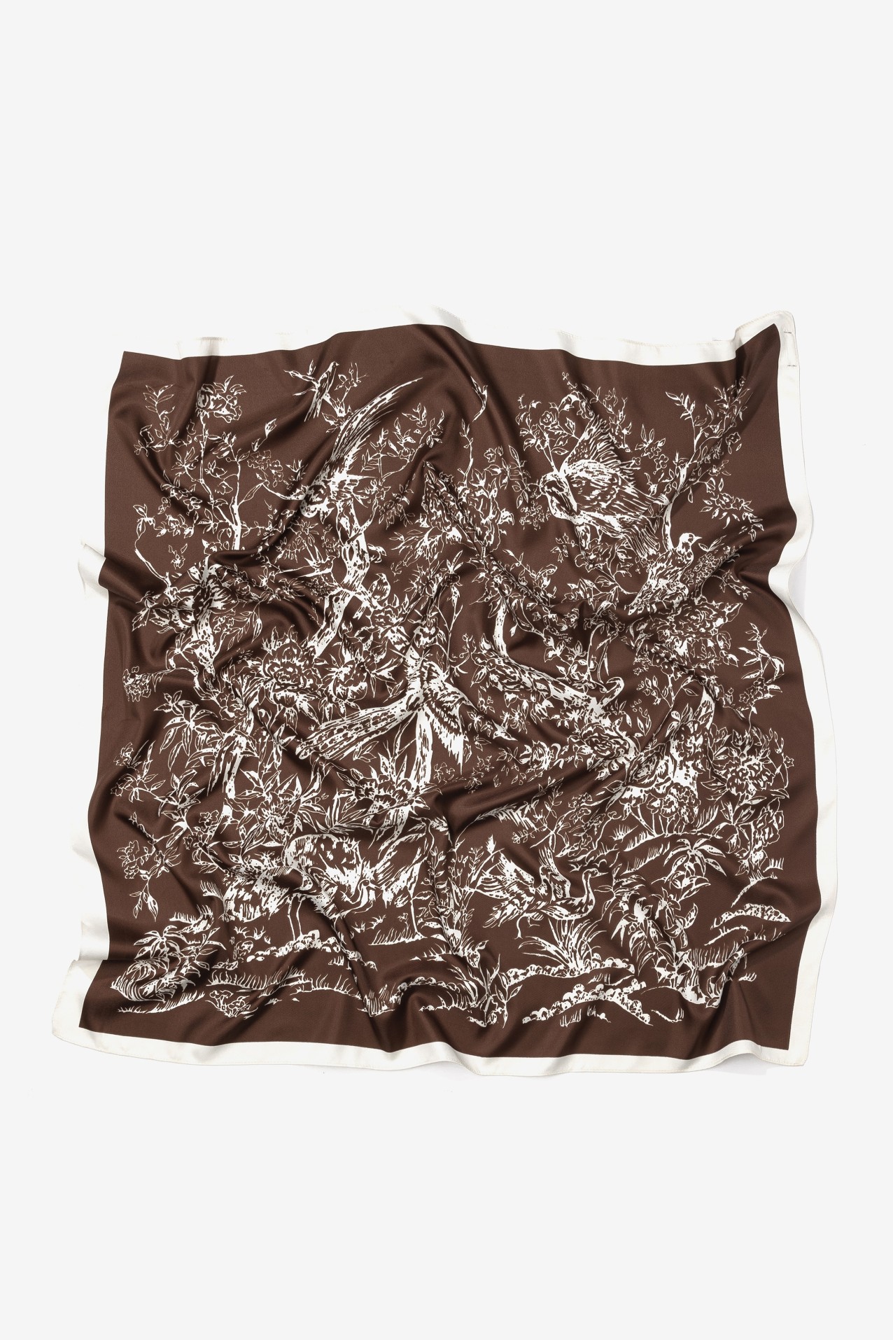 Chocolate Floral Square Scarf