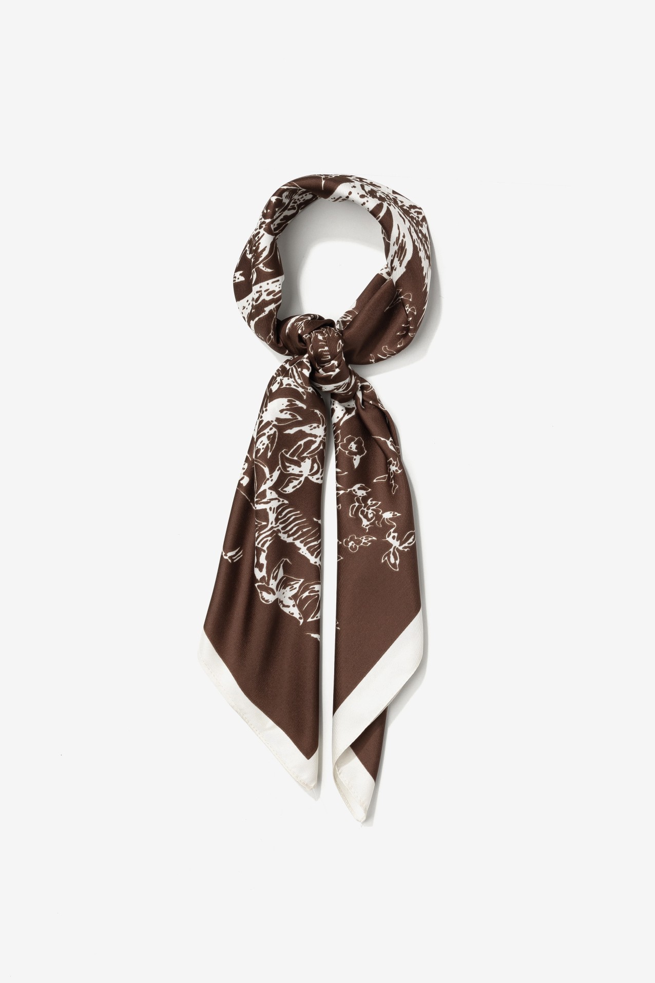 Chocolate Floral Square Scarf