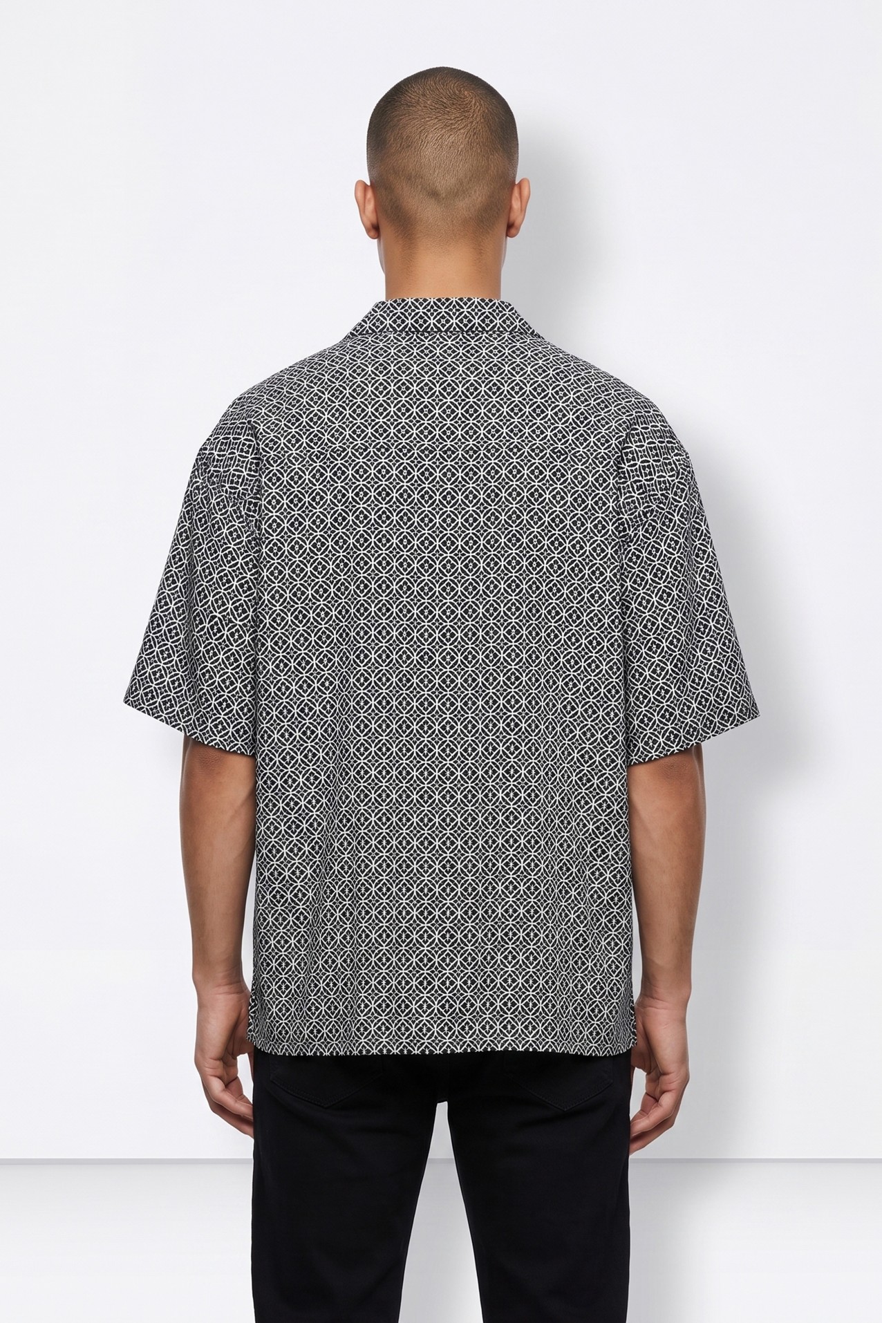 Blue Geometric Short Sleeve Shirt