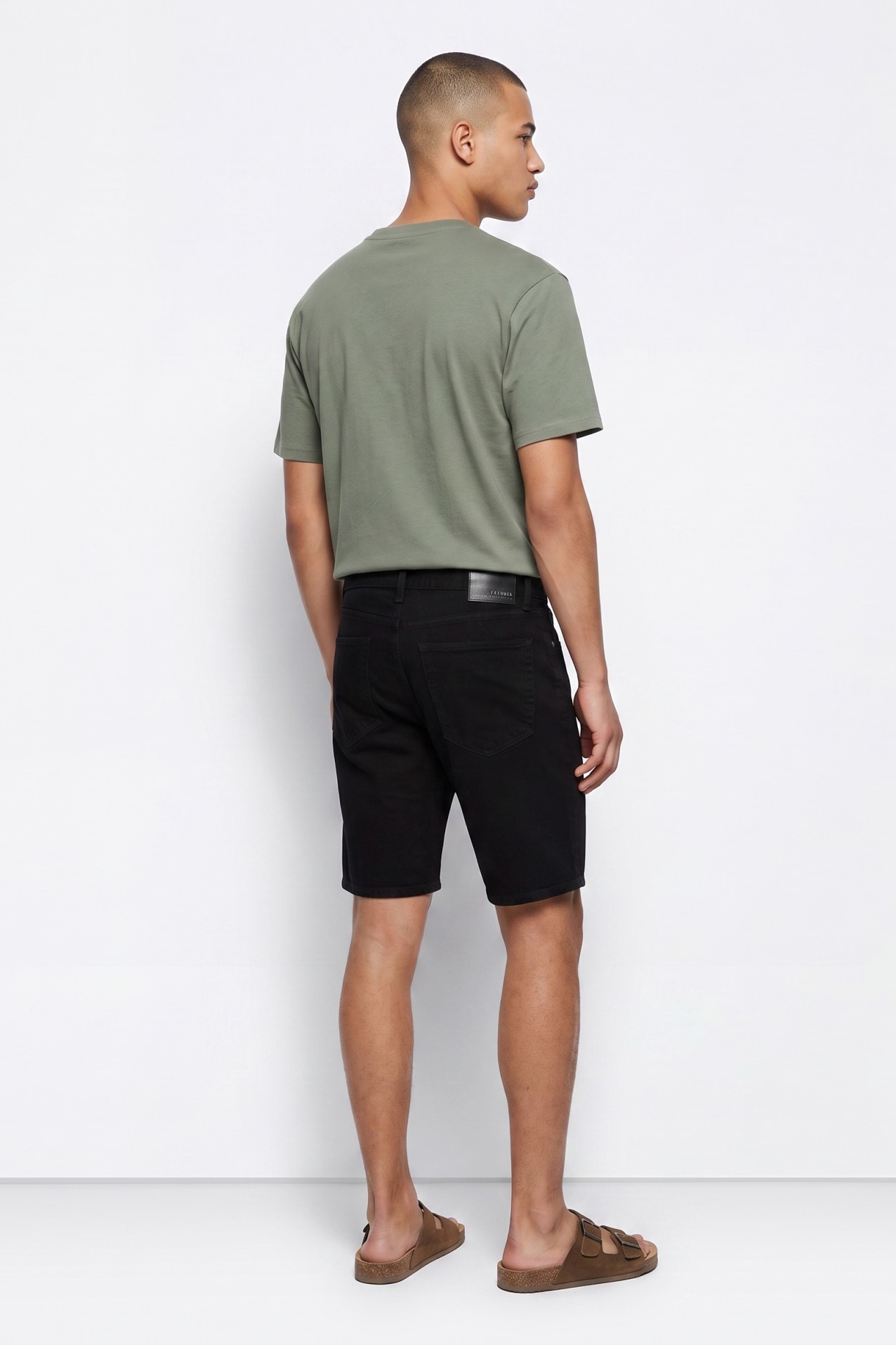 Black Woven Straight Shorts