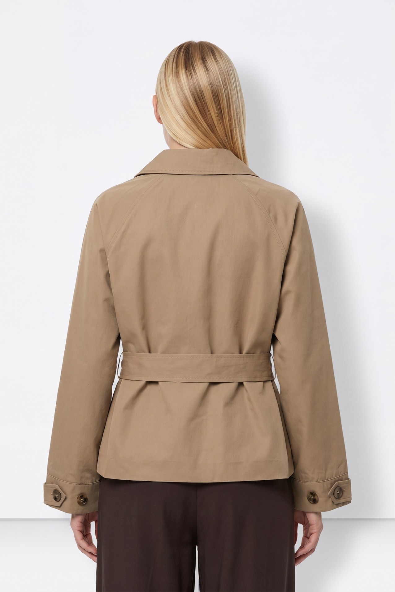 Beige Belted Straight Jacket