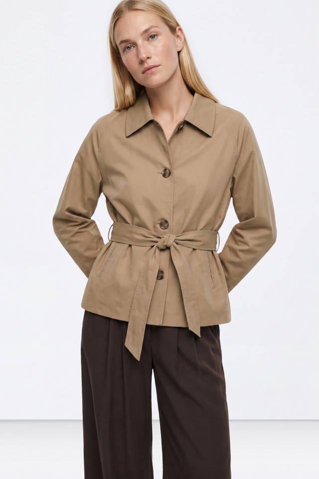 Beige Belted Straight Jacket