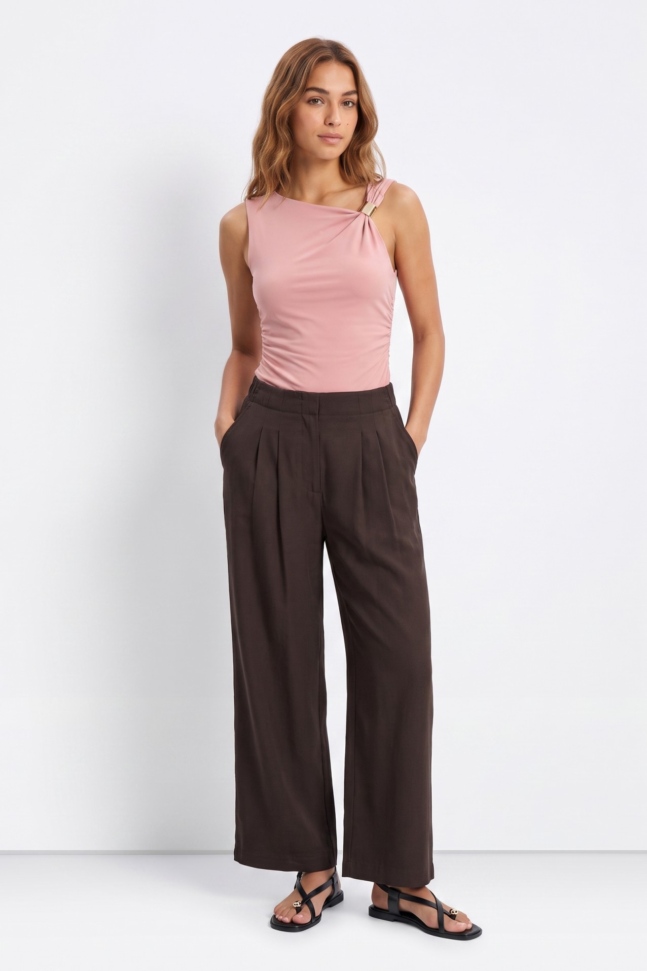 Pink One-Shoulder Fitted Top