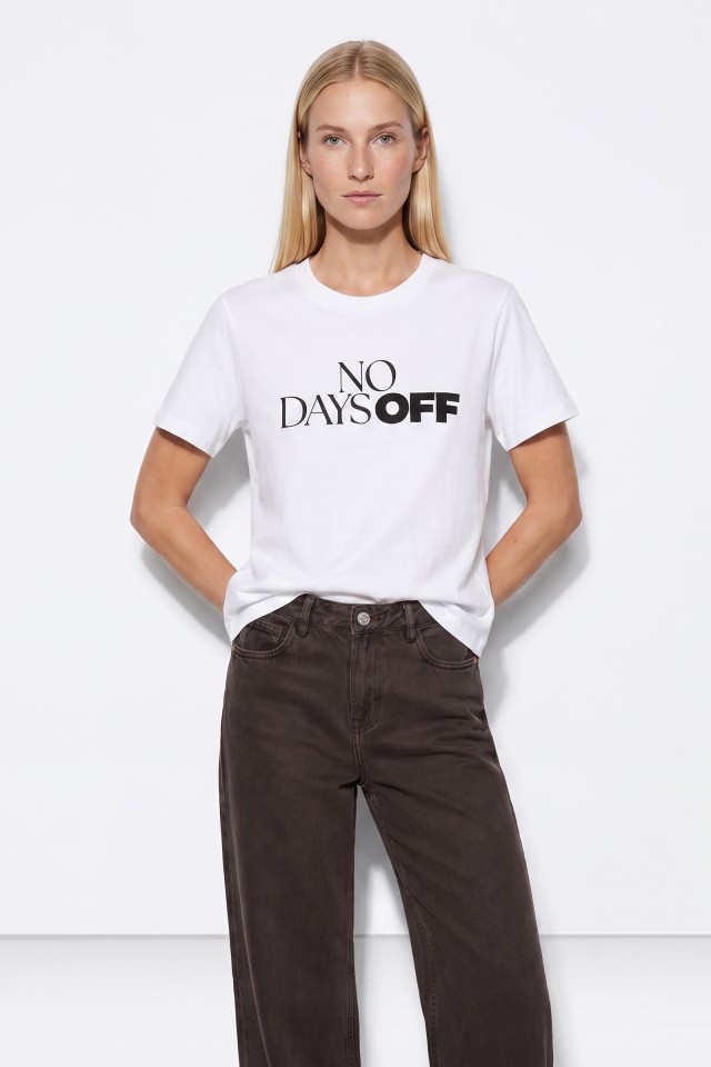 White Slogan Short Sleeve Tee