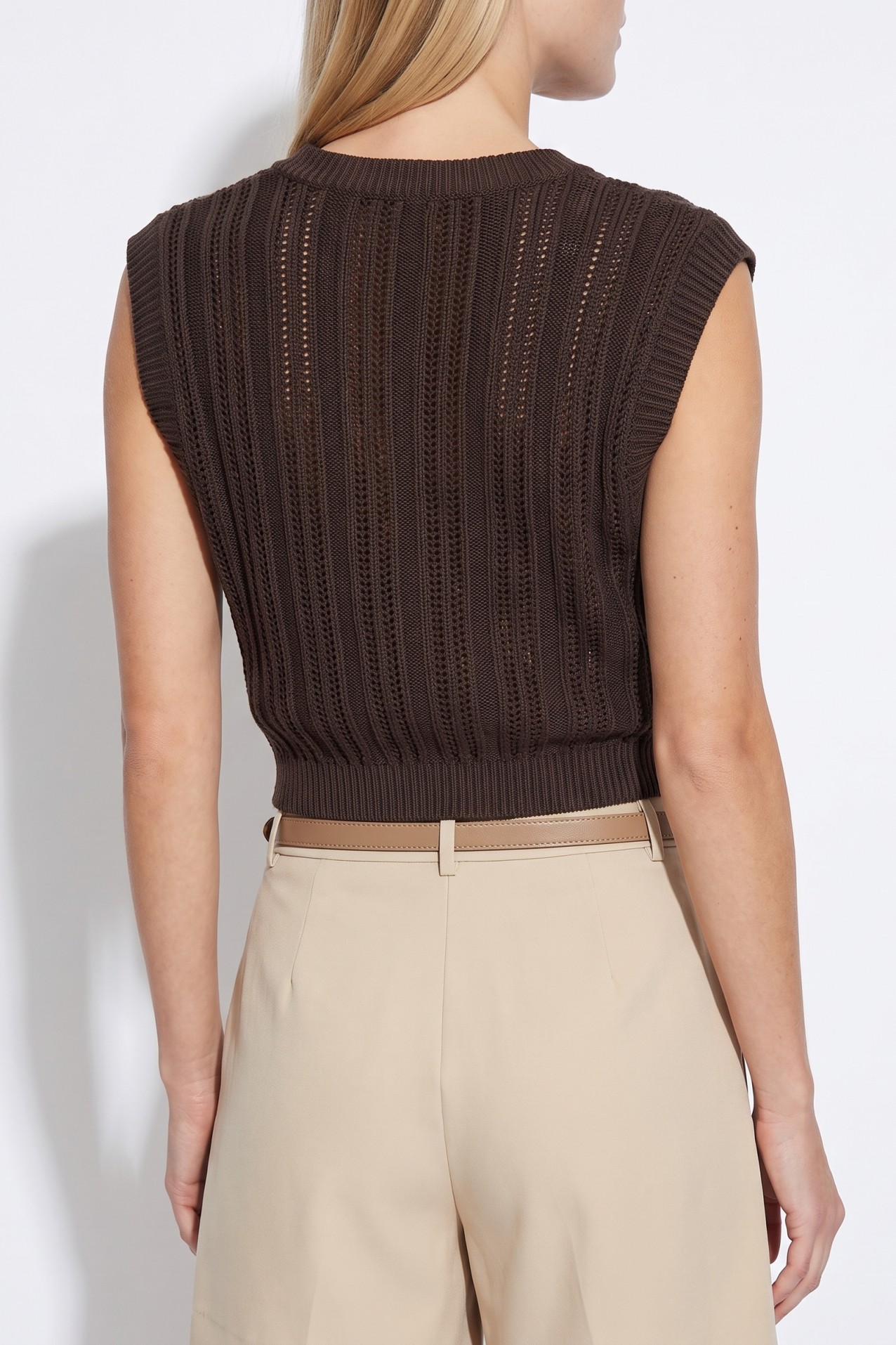 Camisola curta castanho chocolate