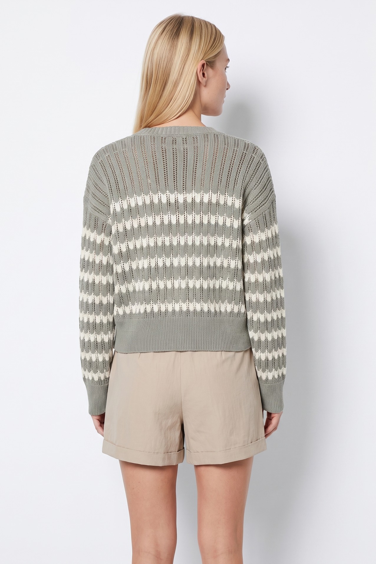 Green striped oversized cardigan