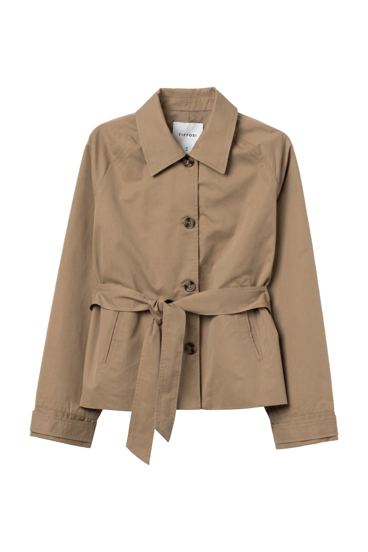 Beige Belted Straight Jacket