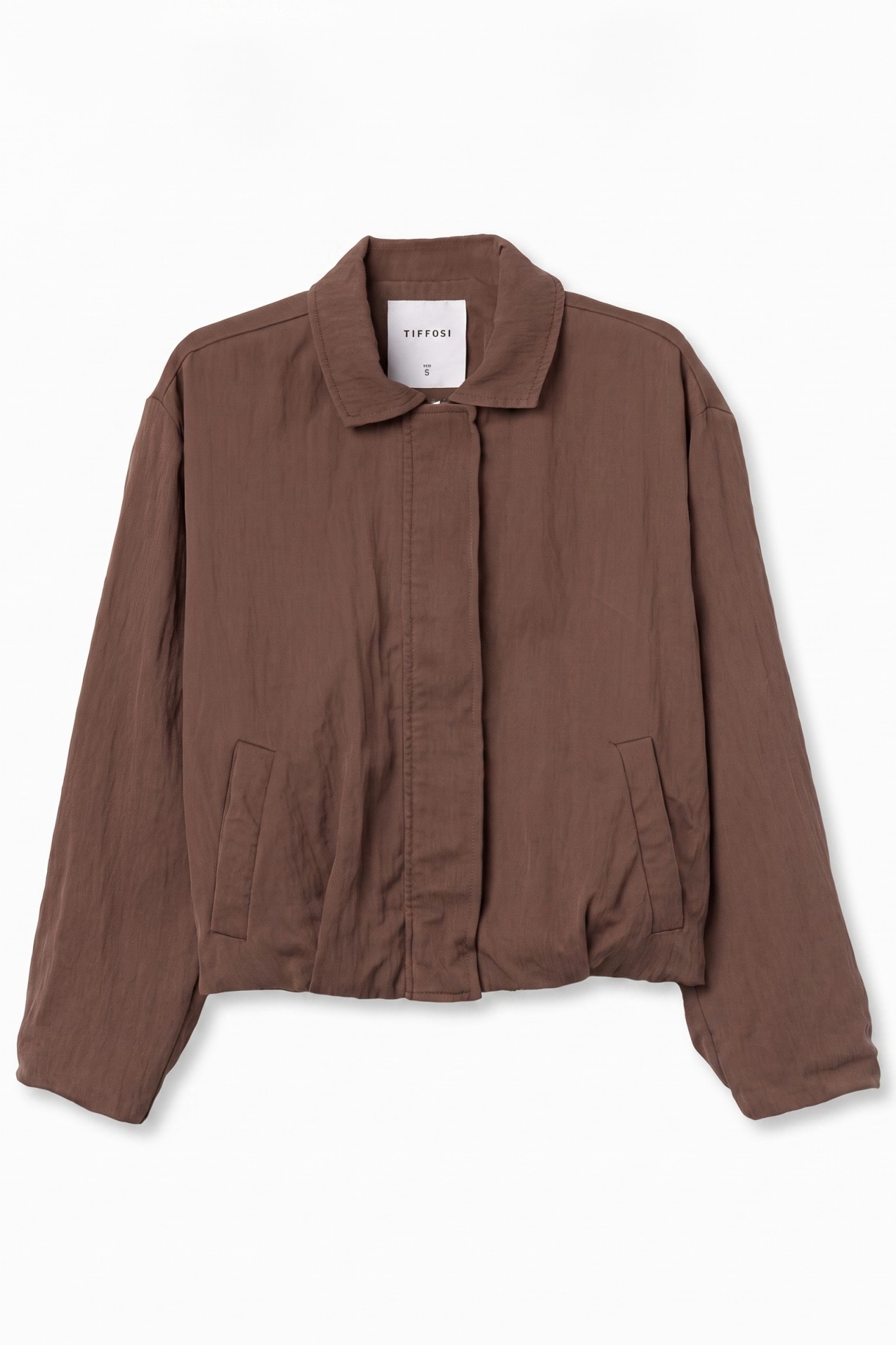 Brown Minimal Cropped Jacket