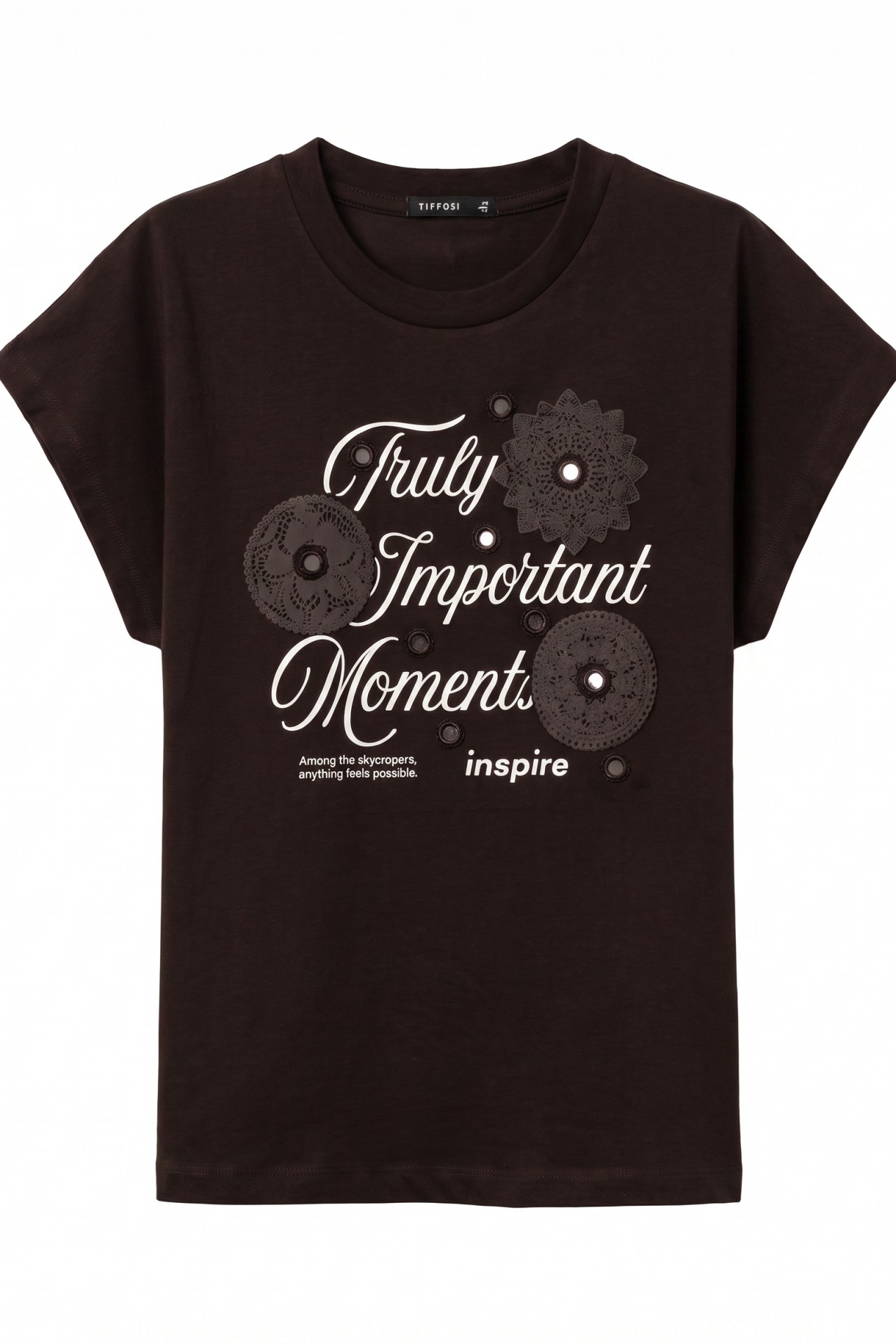 Camiseta corta chocolate texto