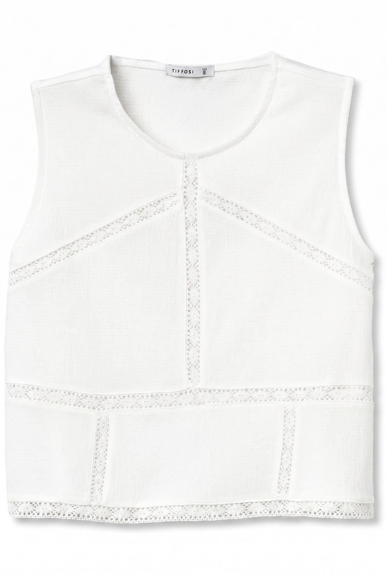 T-shirt branca cropped renda