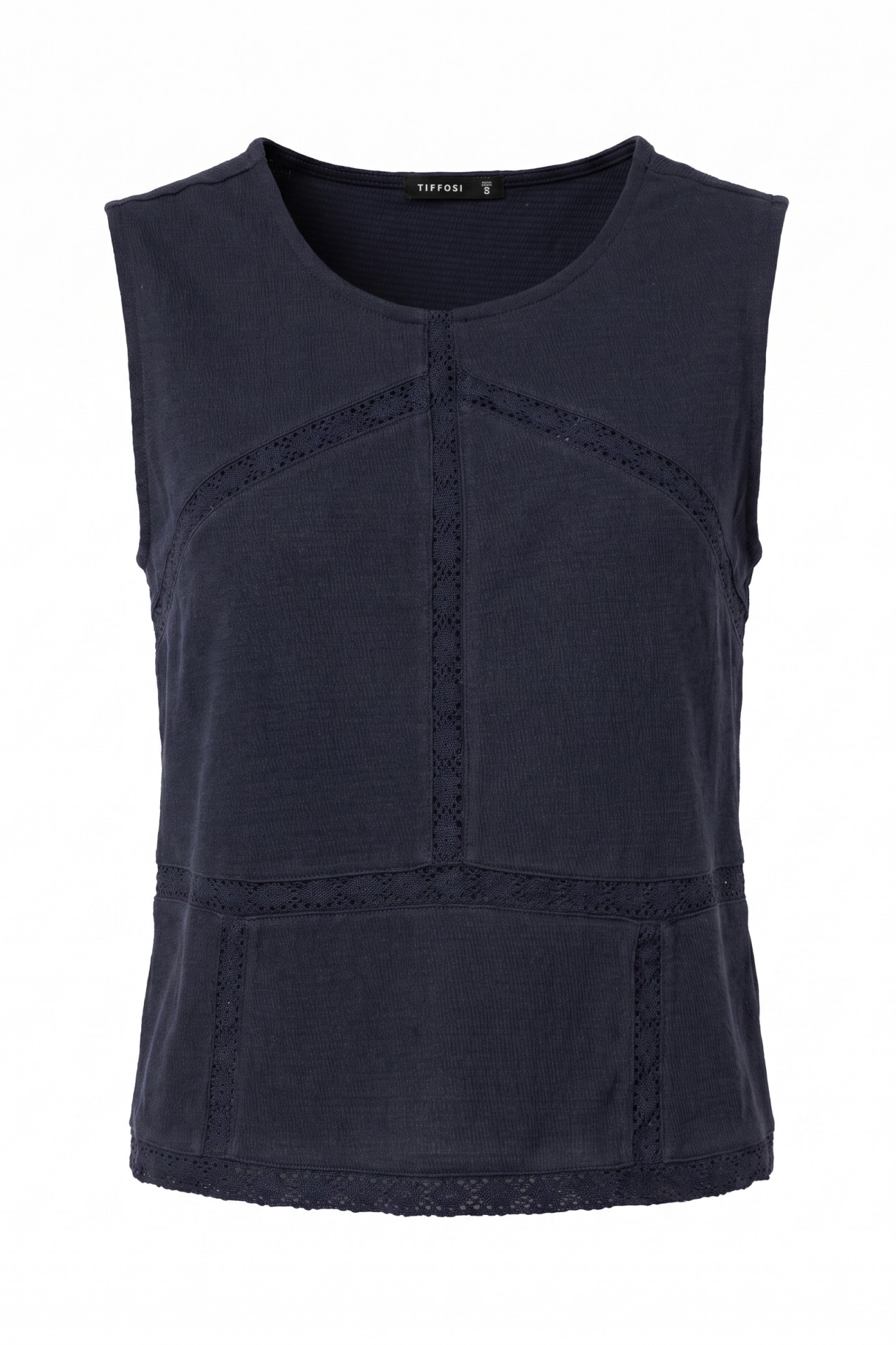 Camiseta azul encaje minimal
