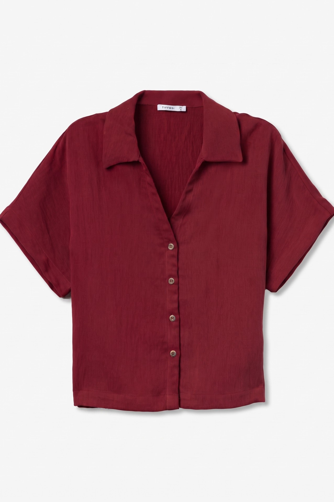 Camisa corta vino botones