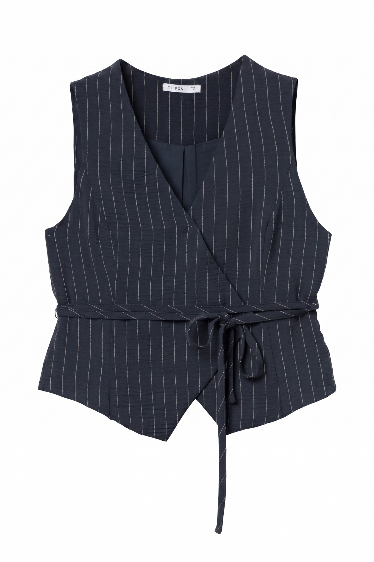 Navy Pinstripe Sleeveless Top