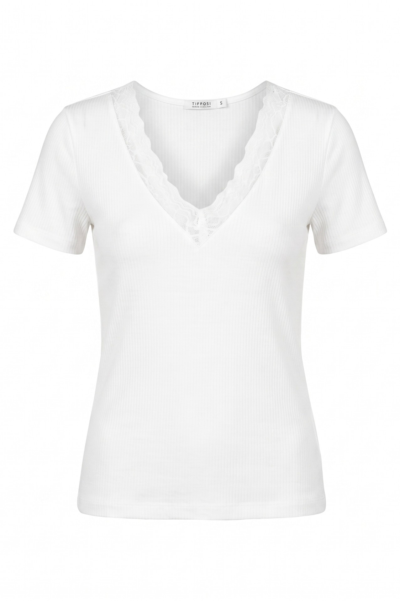 T-shirt branca decote renda