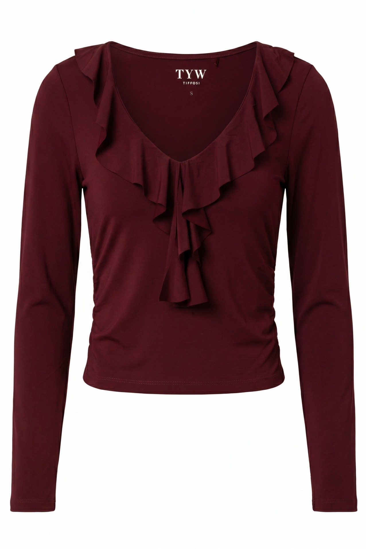 Long Sleeve Red Ruffle Top