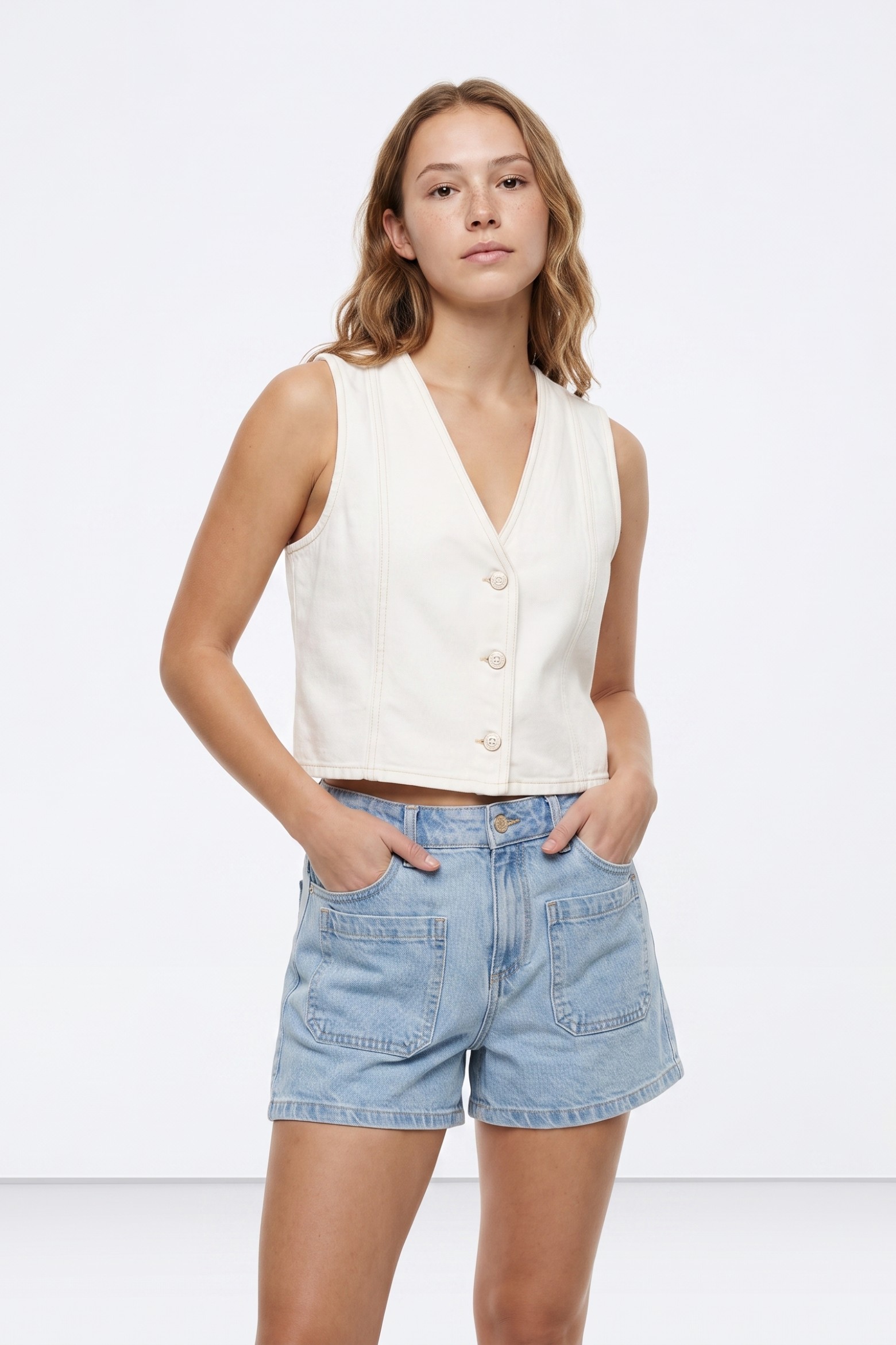Beige Cropped Vest