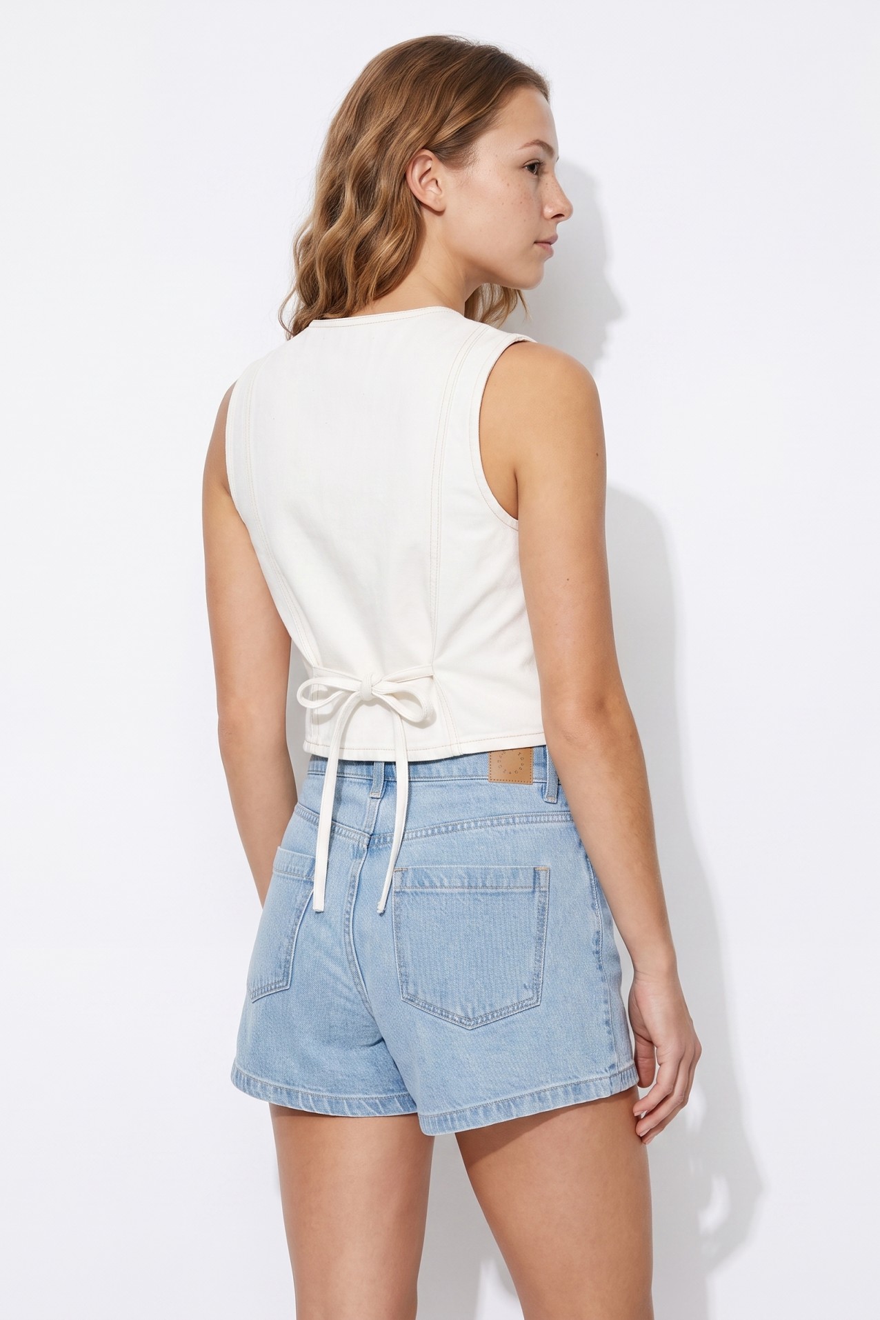 Beige Cropped Vest