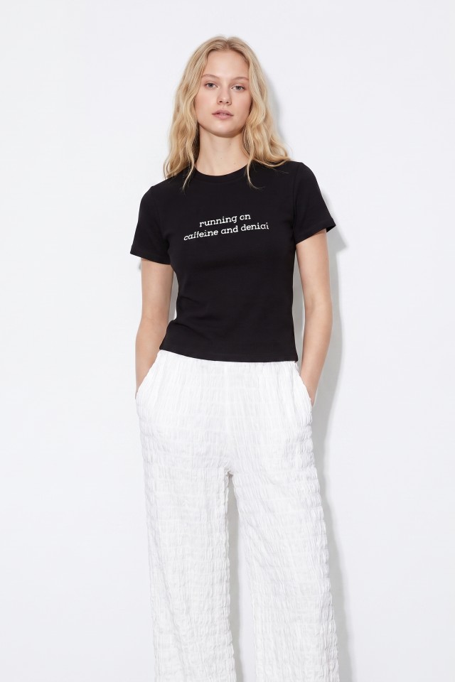 Black Fitted Cropped T-shirt