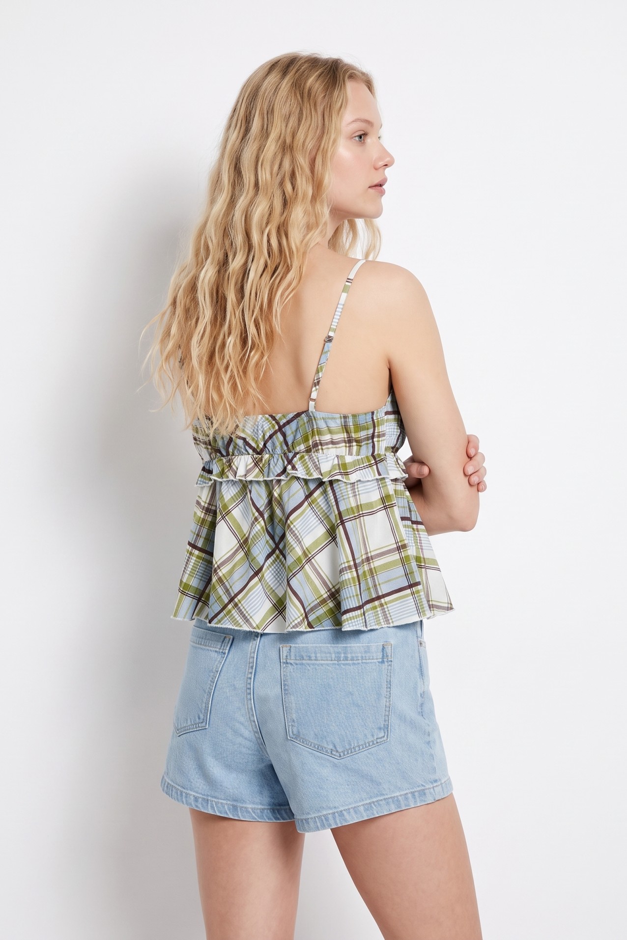 Top cuadros beige tirantes