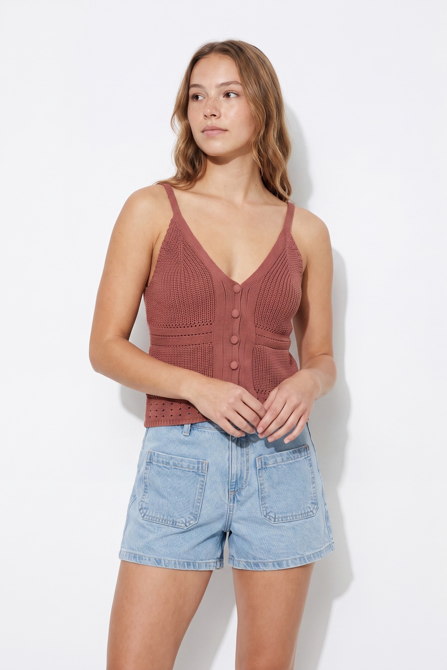 Pink Textured Knit Crop Top