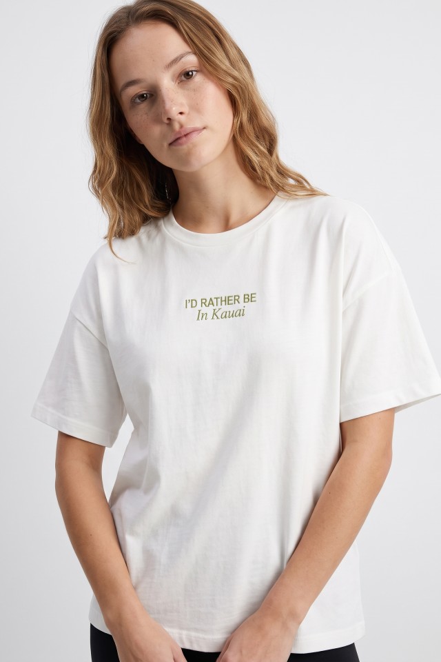 Beige Oversize Printed T-shirt