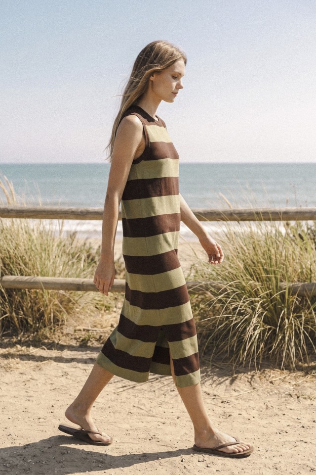 Green Striped Sleeveless Dress Green Striped Sleeveless Dress