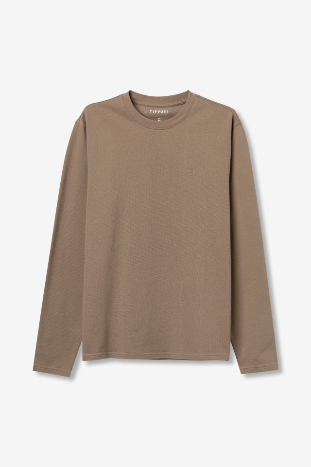 Camiseta beige manga larga