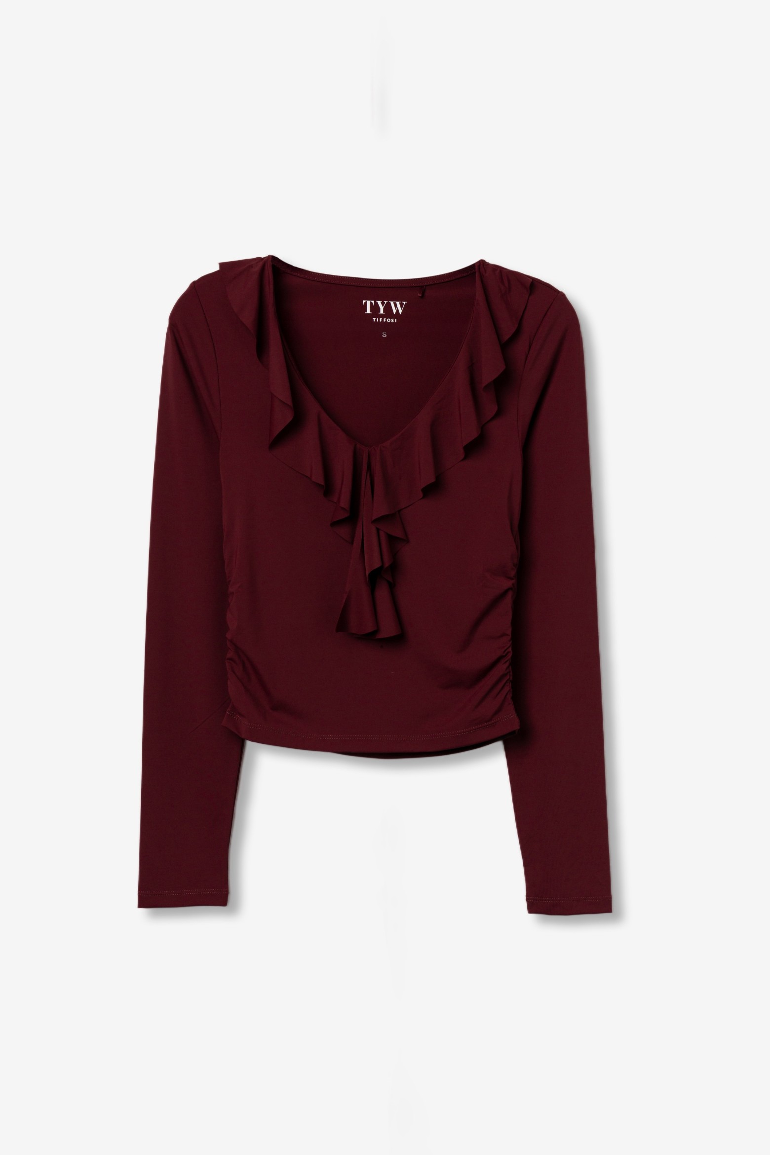 Long Sleeve Red Ruffle Top