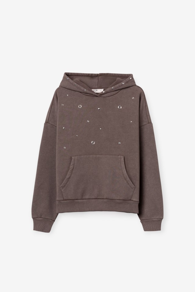 Sudadera oversize gris con capucha