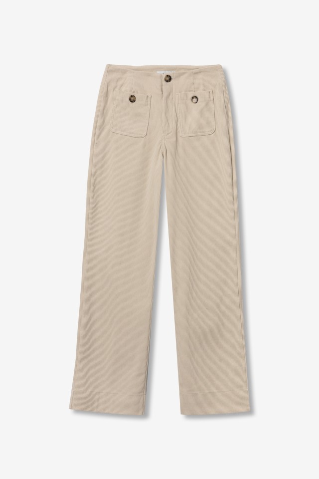 Beige Straight-Leg Trousers
