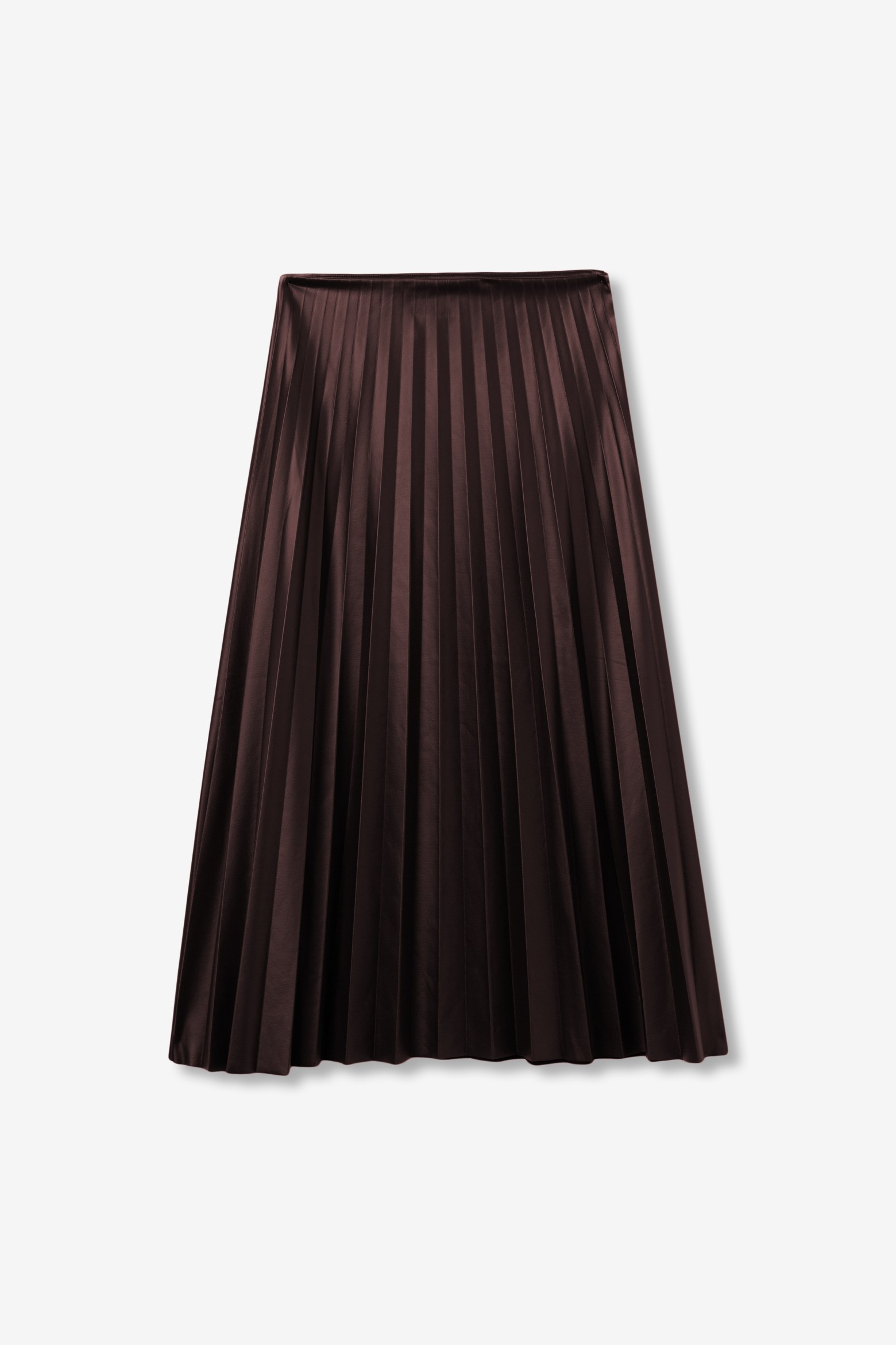 Brown Pleated Midi Skirt
