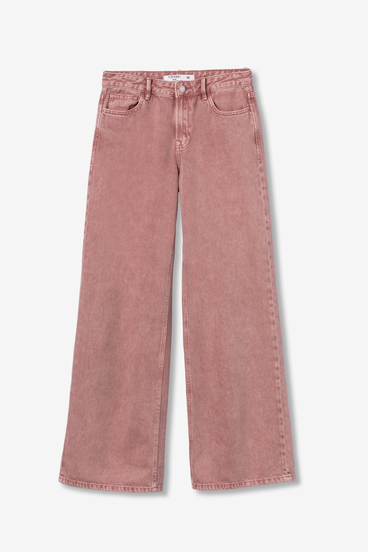 Jeans largos em rosa velho